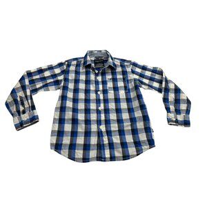 Nautica Boys Long-Sleeve Plaid Button-Up Shirt Size L Blue/White